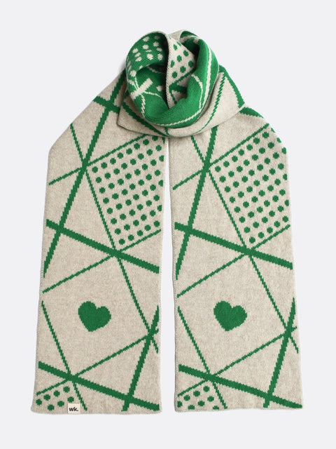Not a Sanquhar Scarf - Field Green & Oatmeal Brown - Woolkind - Made Scotland