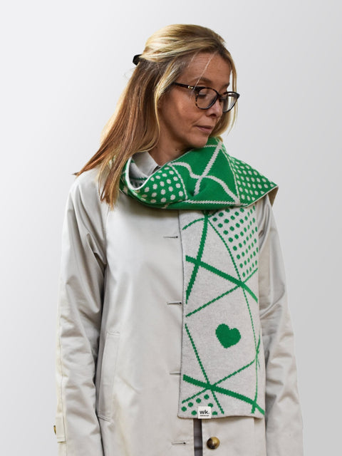 Not a Sanquhar Scarf - Field Green & Oatmeal Brown - Woolkind - Made Scotland