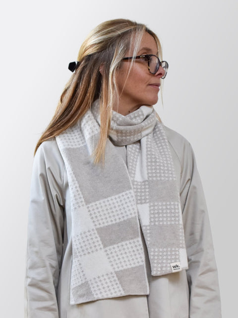 Not a Tartan Scarf - Double Cream & Oatmeal Brown - Woolkind - Made Scotland