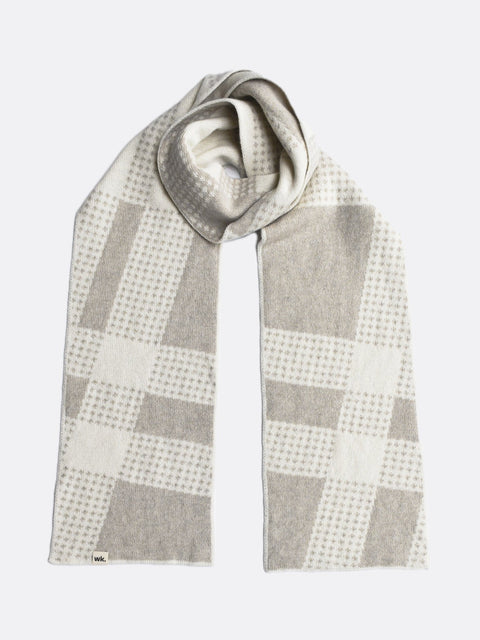 Not a Tartan Scarf - Double Cream & Oatmeal Brown - Woolkind - Made Scotland