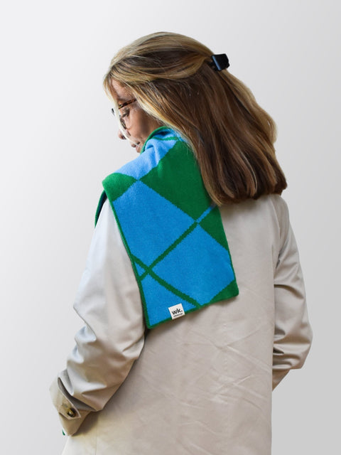 Not an Argyle Scarf - Skye Blue & Field Green - Woolkind - Made Scotland