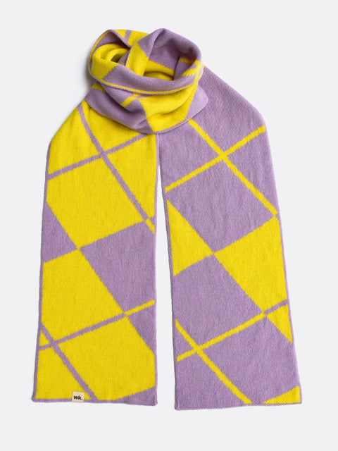 Not an Argyle Scarf - Sunshine Yellow & Heather Lilac - Woolkind - Made Scotland
