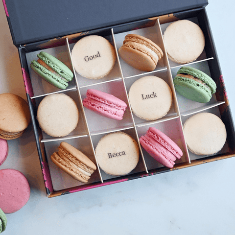 Personalised Good Luck Macaron Gift Box - 12 - Mademoiselle Macaron - Made Scotland