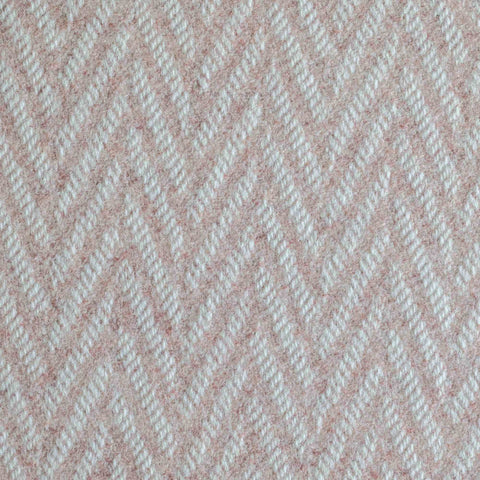 Pink and White Large Herringbone Pure Wool Blanket - Extra Large - Ava Innes - Made Scotland