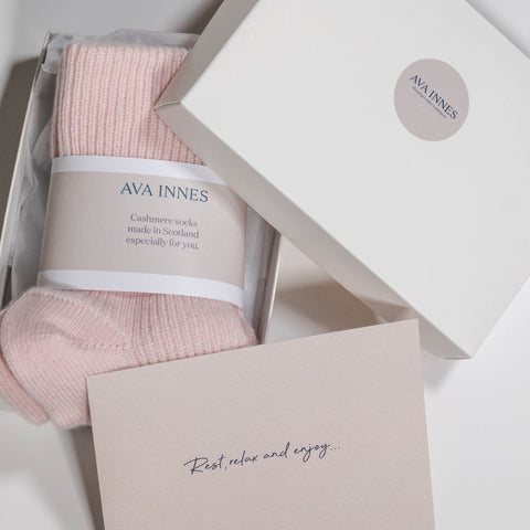 PInk Scottish cashmere socks by Ava Innes