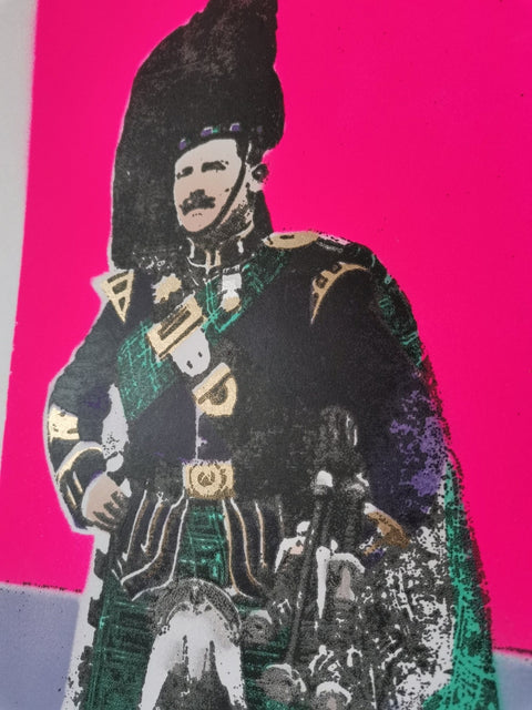 Pipe Major - Screenprint and Spraypaint Original, Signed and Editioned by Artist - Dylan Bell - Bell's Galleries - Made Scotland