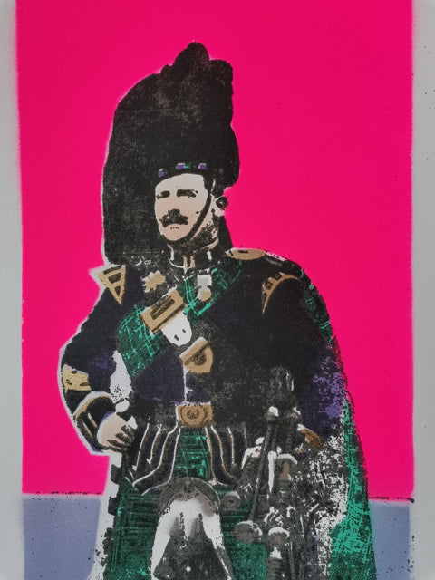 Pipe Major - Screenprint and Spraypaint Original, Signed and Editioned by Artist - Dylan Bell - Bell's Galleries - Made Scotland
