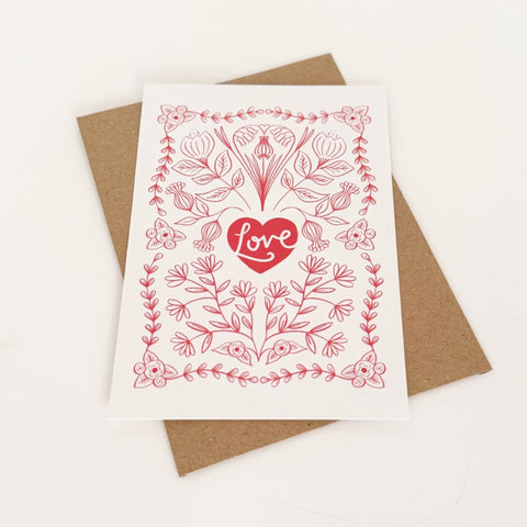 Pretty Love Card - RED - Lomond Paper Co - Made Scotland