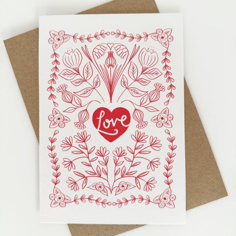 Pretty Love Card - RED - Lomond Paper Co - Made Scotland