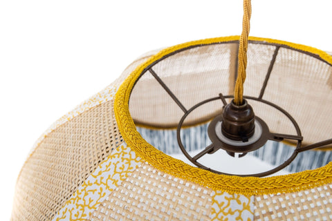Rattan Scalloped Tiffany - Blue & Yellow - Small - Amanda Wells - Made Scotland