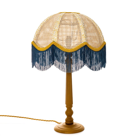 Rattan Scalloped Tiffany - Blue & Yellow - Small - Amanda Wells - Made Scotland