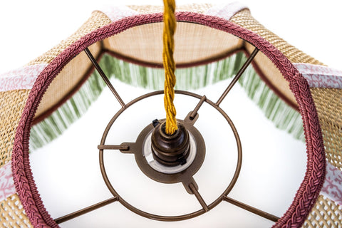 Rattan Scalloped Tiffany - Green & Pink - Large - Amanda Wells - Made Scotland