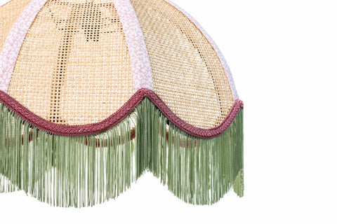 Rattan Scalloped Tiffany - Green & Pink - Large - Amanda Wells - Made Scotland