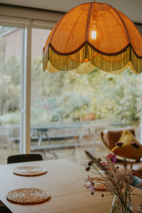 Rattan Scalloped Tiffany - Green & Pink - Large - Amanda Wells - Made Scotland