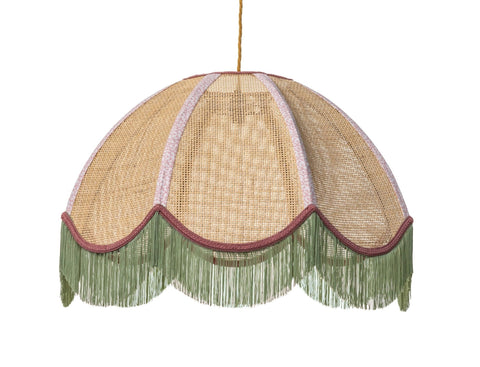 Rattan Scalloped Tiffany - Green & Pink - Large - Amanda Wells - Made Scotland