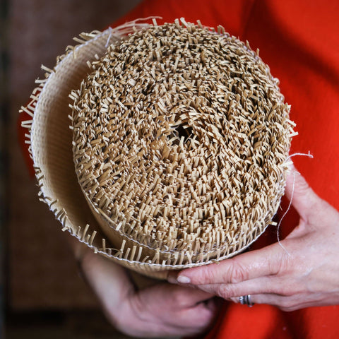 Rattan Scalloped Tiffany - Green & Pink - Large - Amanda Wells - Made Scotland