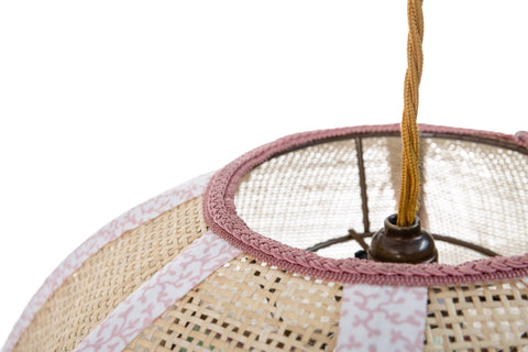 Rattan Scalloped Tiffany - Green & Pink - Large - Amanda Wells - Made Scotland