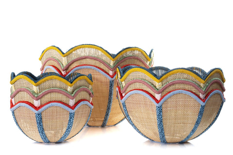 Rattan Scalloped Tiffany - Green & Pink - Large - Amanda Wells - Made Scotland