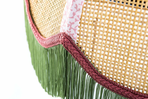 Rattan Scalloped Tiffany - Green & Pink - Large - Amanda Wells - Made Scotland