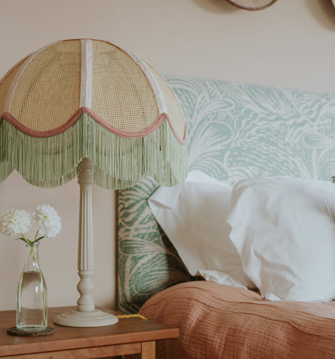 Rattan Scalloped Tiffany - Green & Pink - Medium - Amanda Wells - Made Scotland