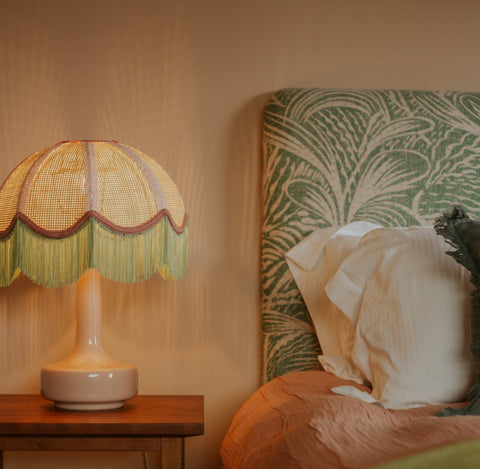 Rattan Scalloped Tiffany - Green & Pink - Medium - Amanda Wells - Made Scotland