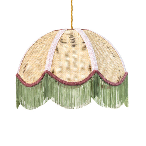 Rattan Scalloped Tiffany - Green & Pink - Medium - Amanda Wells - Made Scotland