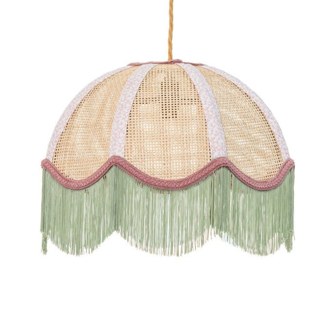 Rattan Scalloped Tiffany - Green & Pink - Small - Amanda Wells - Made Scotland