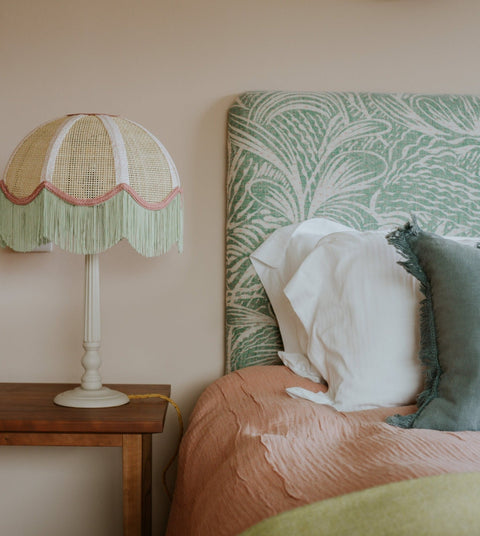 Rattan Scalloped Tiffany - Green & Pink - Small - Amanda Wells - Made Scotland