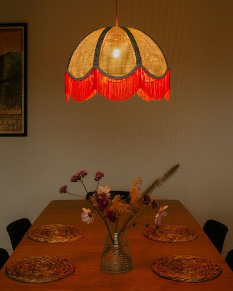 Rattan Scalloped Tiffany - Red & Blue - Large - Amanda Wells - Made Scotland