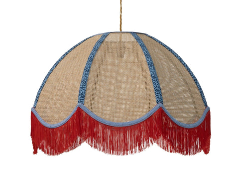 Rattan Scalloped Tiffany - Red & Blue - Large - Amanda Wells - Made Scotland