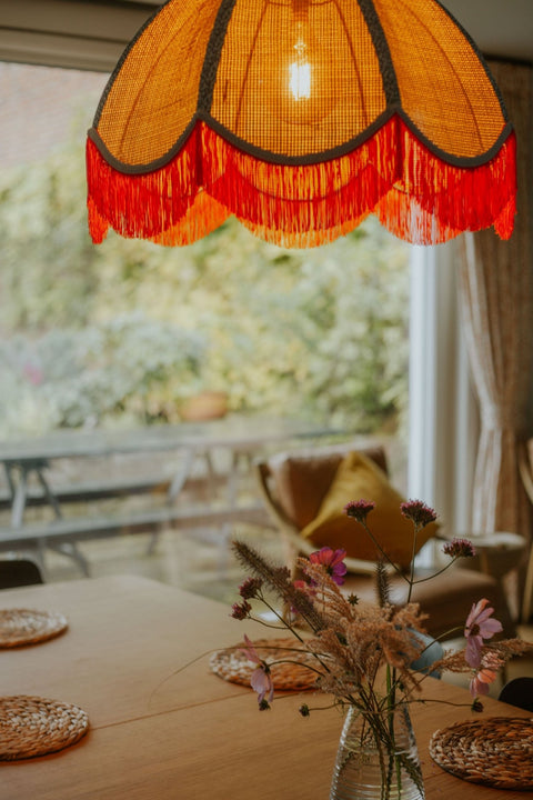 Rattan Scalloped Tiffany - Red & Blue - Large - Amanda Wells - Made Scotland