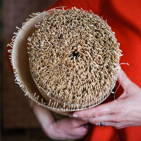 Rattan Scalloped Tiffany - Red & Blue - Large - Amanda Wells - Made Scotland