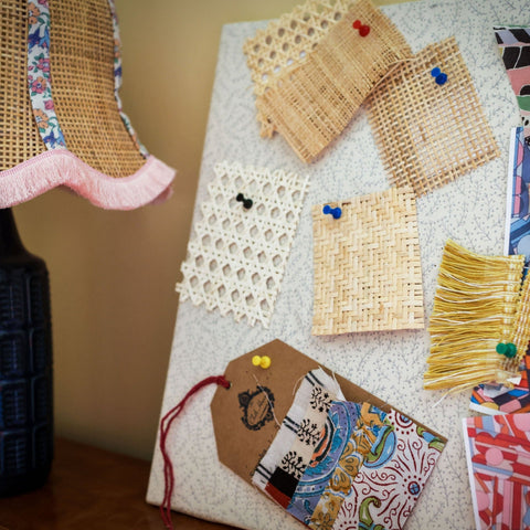 Rattan Scalloped Tiffany - Red & Blue - Large - Amanda Wells - Made Scotland