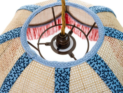 Rattan Scalloped Tiffany - Red & Blue - Medium - Amanda Wells - Made Scotland