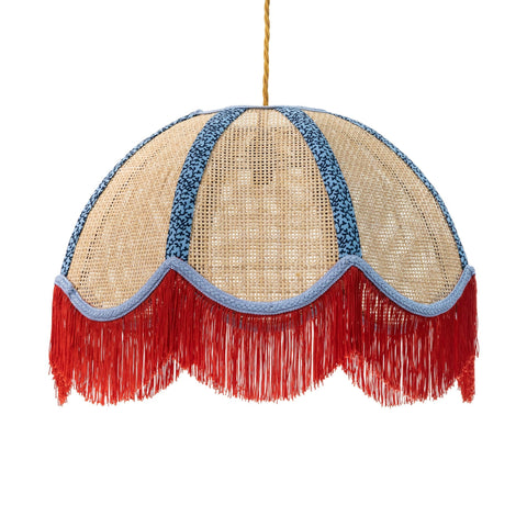 Rattan Scalloped Tiffany - Red & Blue - Medium - Amanda Wells - Made Scotland