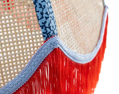 Rattan Scalloped Tiffany - Red & Blue - Small - Amanda Wells - Made Scotland