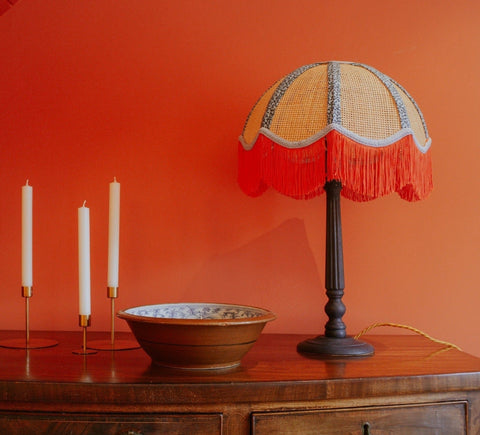 Rattan Scalloped Tiffany - Red & Blue - Small - Amanda Wells - Made Scotland