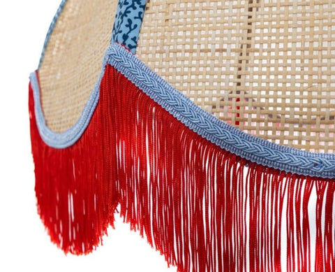 Rattan Scalloped Tiffany - Red & Blue - Small - Amanda Wells - Made Scotland