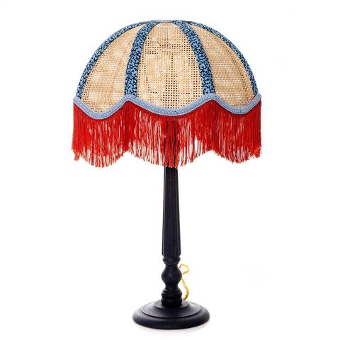 Rattan Scalloped Tiffany - Red & Blue - Small - Amanda Wells - Made Scotland