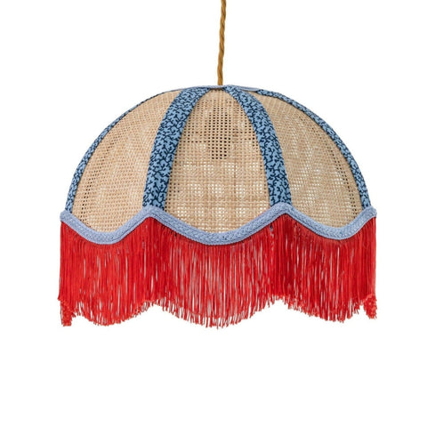 Rattan Scalloped Tiffany - Red & Blue - Small - Amanda Wells - Made Scotland