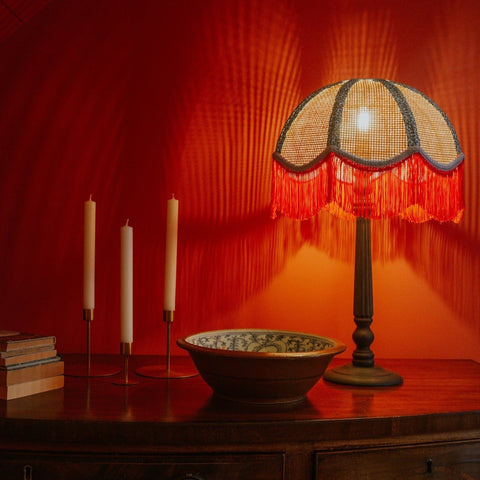 Rattan Scalloped Tiffany - Red & Blue - Small - Amanda Wells - Made Scotland