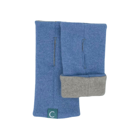 Recycled Cashmere Gloves | Women - Blue & Beige - Cashmere Circle - Made Scotland
