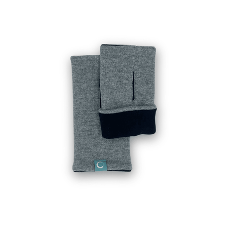 Recycled Cashmere Gloves | Women - Grey & Black - Cashmere Circle - Made Scotland