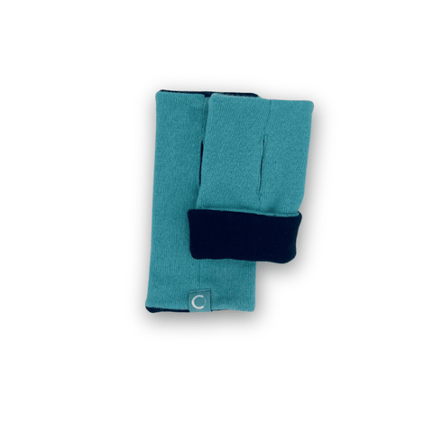 Recycled Cashmere Gloves | Women - Navy & Turquoise - Cashmere Circle - Made Scotland