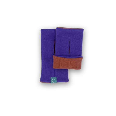 Recycled Cashmere Gloves | Women - Purple & Rust - Cashmere Circle - Made Scotland