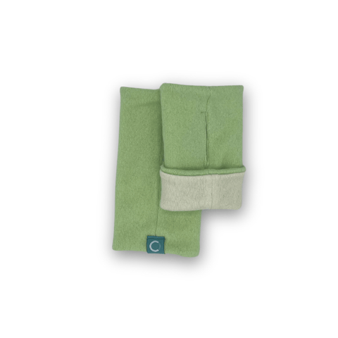 Recycled Cashmere Gloves | Women - Soft Green & Cream - Cashmere Circle - Made Scotland