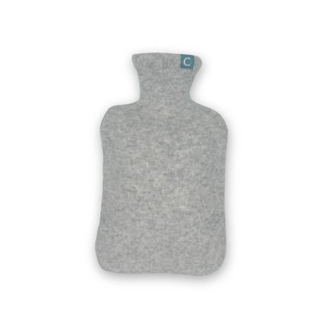 Recycled Cashmere Hot - water Bottle Cover - Denim Blue Cable Knit - Cashmere Circle - Made Scotland