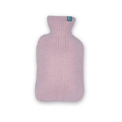 Recycled Cashmere Hot - water Bottle Cover - Denim Blue Cable Knit - Cashmere Circle - Made Scotland