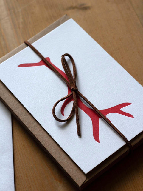 Red Letterpress Reindeer Christmas Card - Pack of 8 - The Hunter Press - Made Scotland