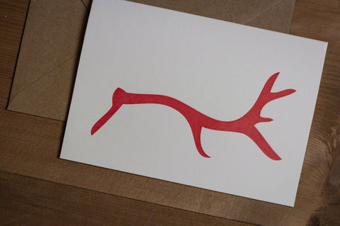 Red Letterpress Reindeer Christmas Card - Pack of 8 - The Hunter Press - Made Scotland